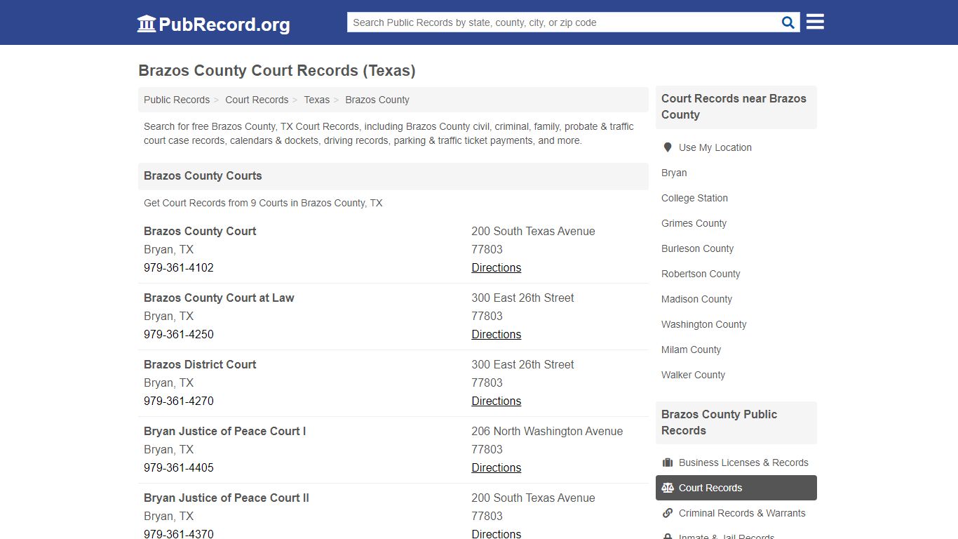 Free Brazos County Court Records (Texas Court Records)